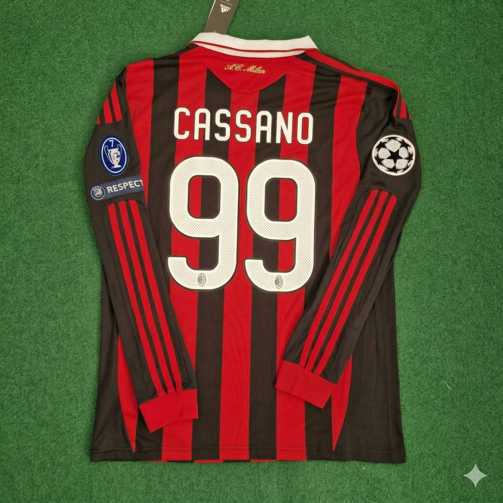 2009 Antonio Cassano Milan 2011 Retro Long Sleeve Football Jersey – Back View