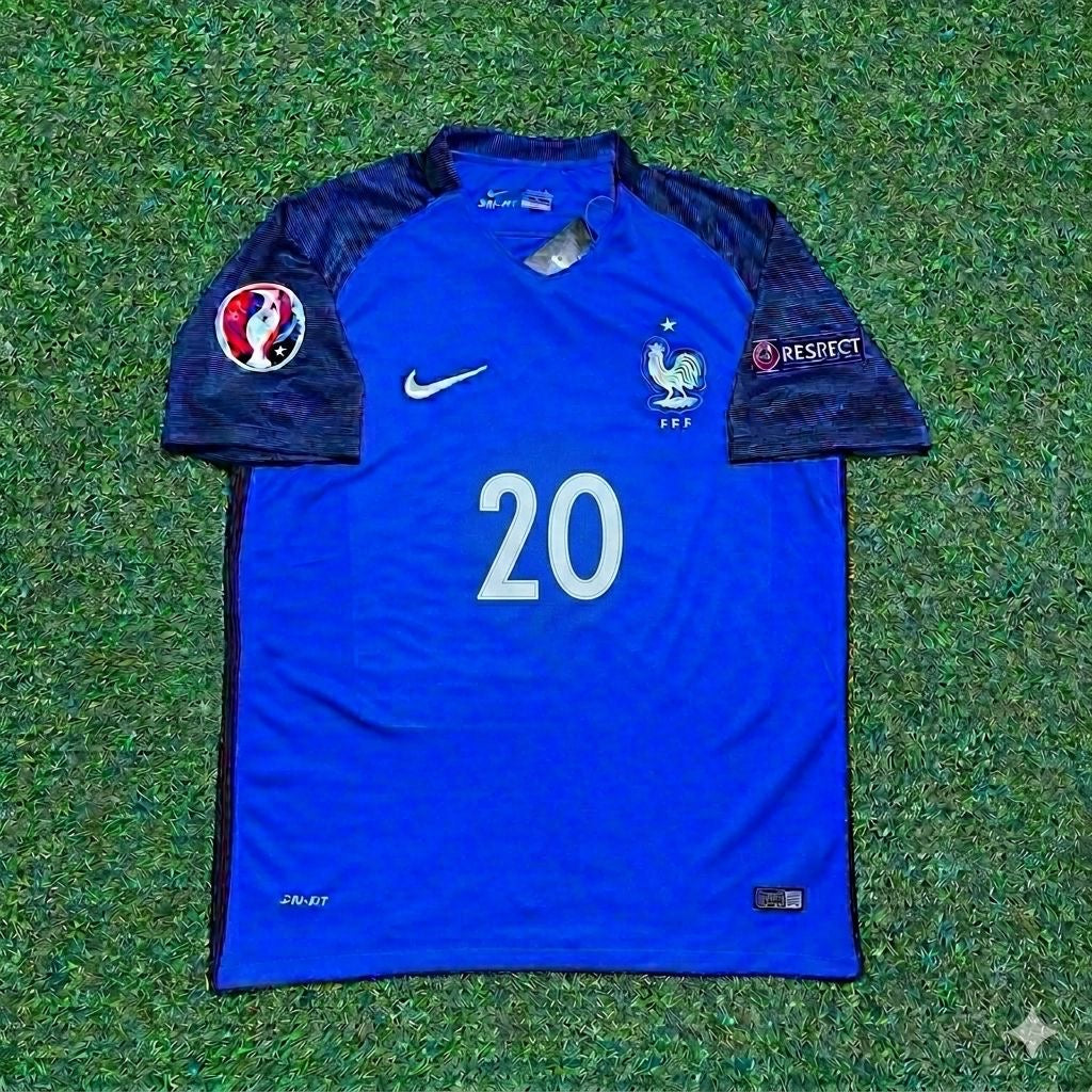 France Euro 2016 Home Retro Football Jersey – Kingsley Coman #20 – Front View