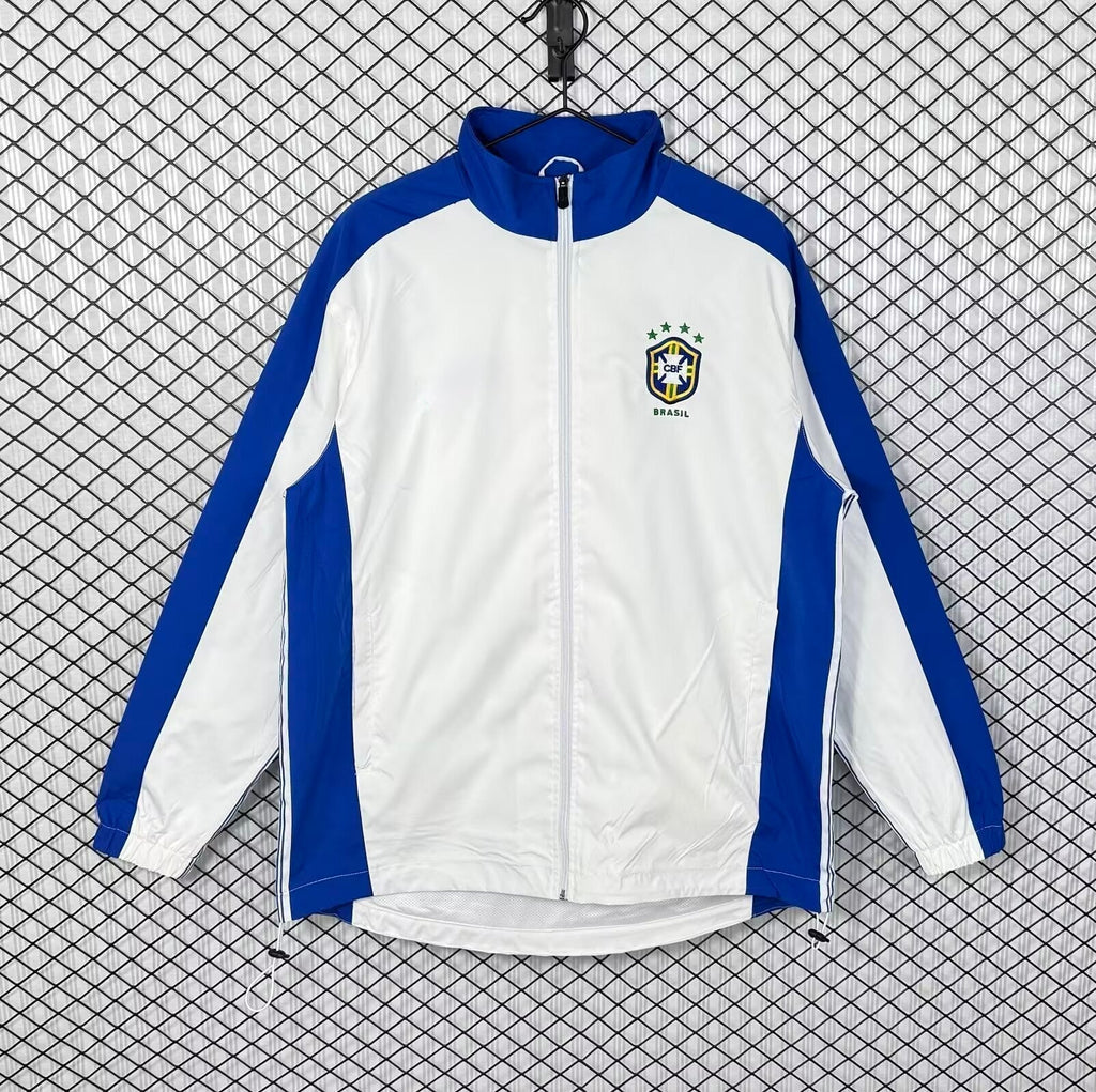 1998 Brazil White Retro Windbreaker Jacket Jersey – Back View