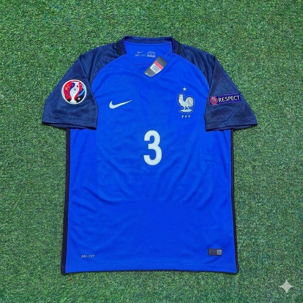 France Euro 2016 Home Retro Football Jersey – Patrice Evra #3 – Front View