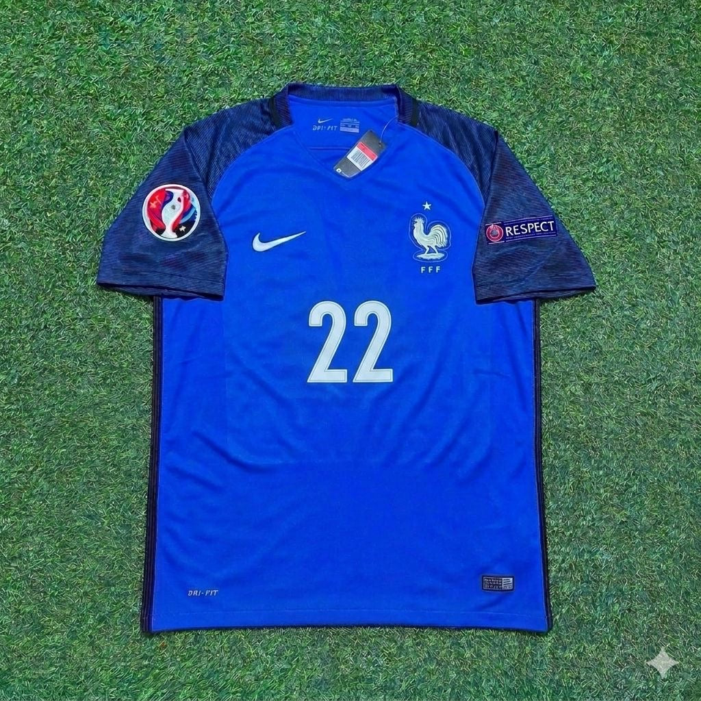 France Euro 2016 Home Retro Football Jersey – Samuel Umtiti #22 – Front View