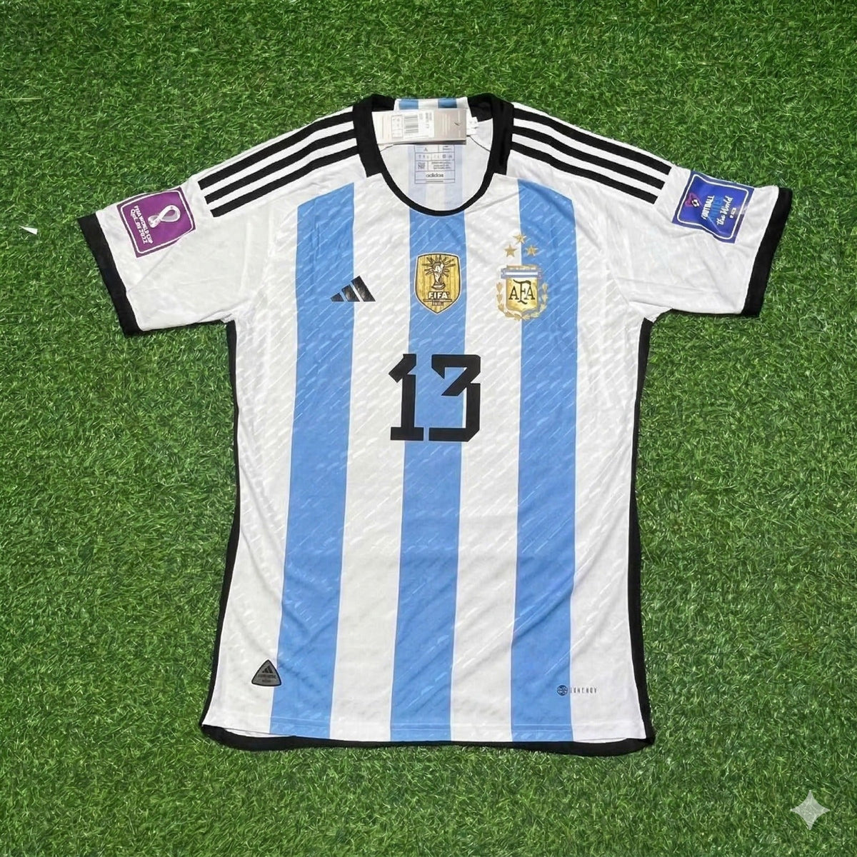 2022 Argentina World Cup Cristian Romero 13- Qatar Champion Home Football Jersey – Front View