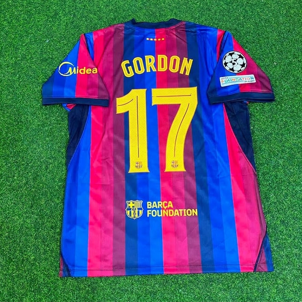 Anthony Gordon #17 Barcelona 2027 New Season Champions League Patch Home Jersey – Back View