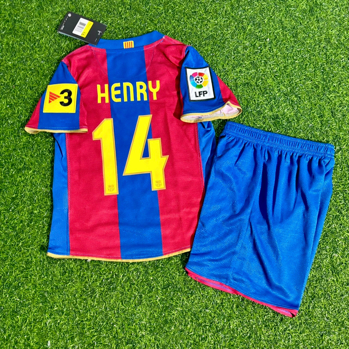 2007/08 Thierry Henry Barcelona Retro Kids Football Jersey – Back View