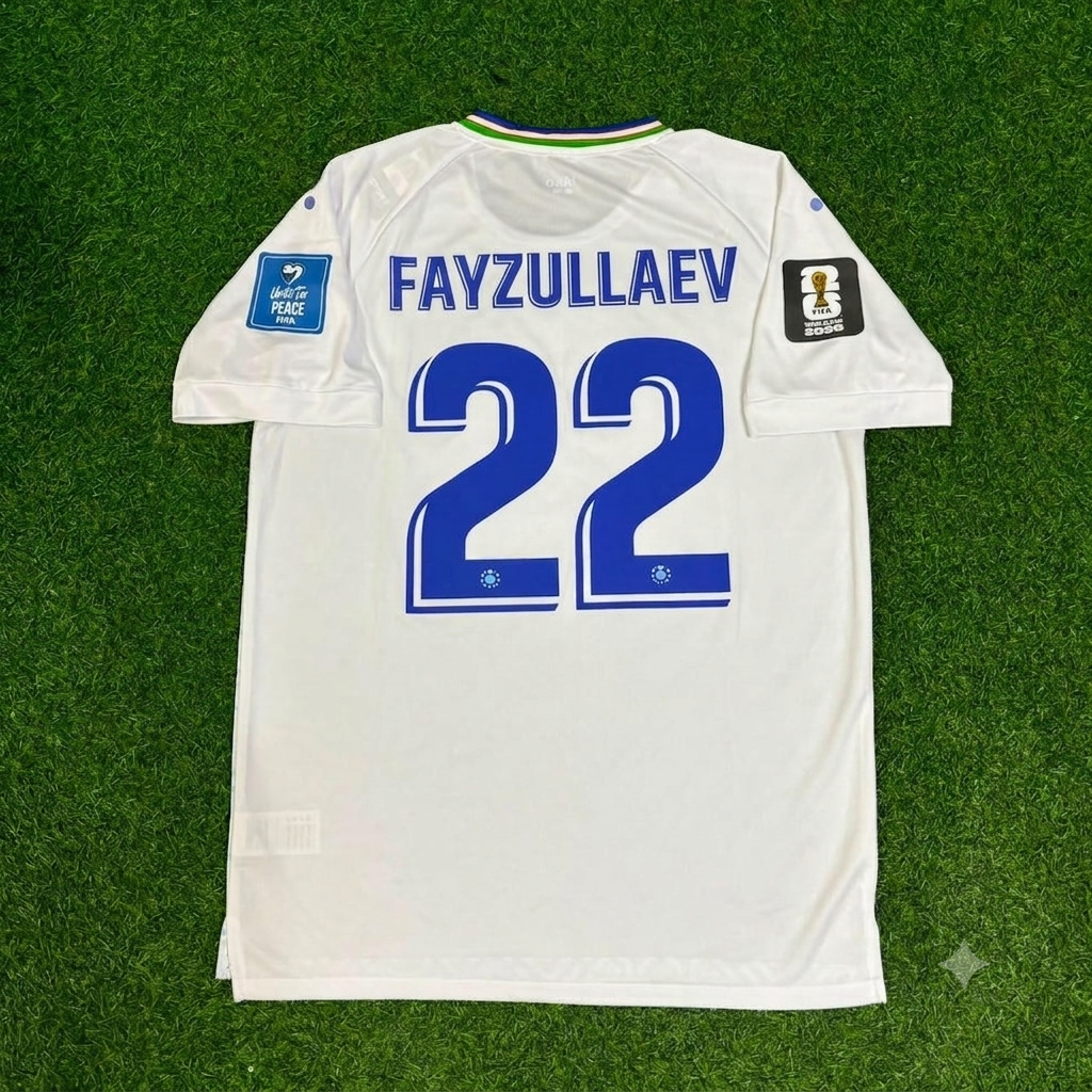 Abbosbek Fayzullaev Uzbekistan 2026 World Cup Football Jersey – Back View