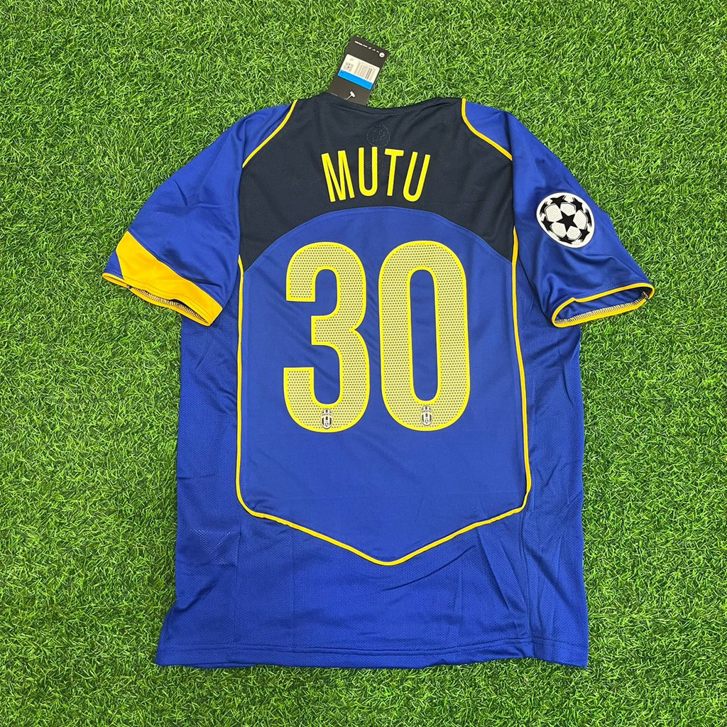 Adrian Mutu Juventus 2004-2005 Blue Retro Jersey Soccer Kit | | – Back View