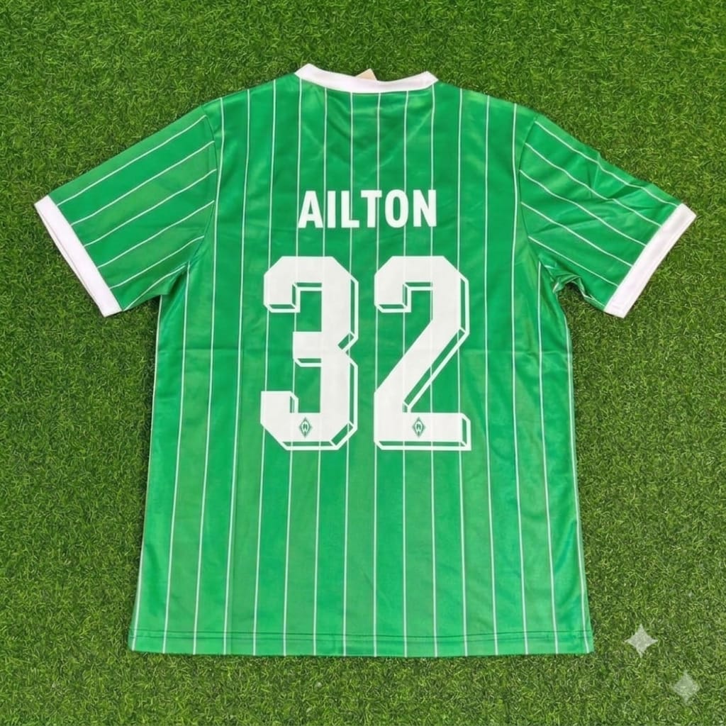 1988/89 Ailton Werder Bremen Heim Retro Fußballtrikot Jersey – Back View