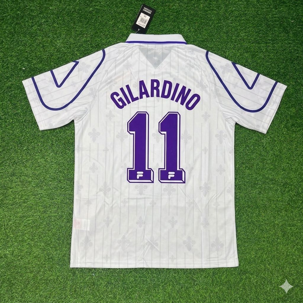 Alberto Gilardino Fiorentina White Retro Football Jersey – Back View
