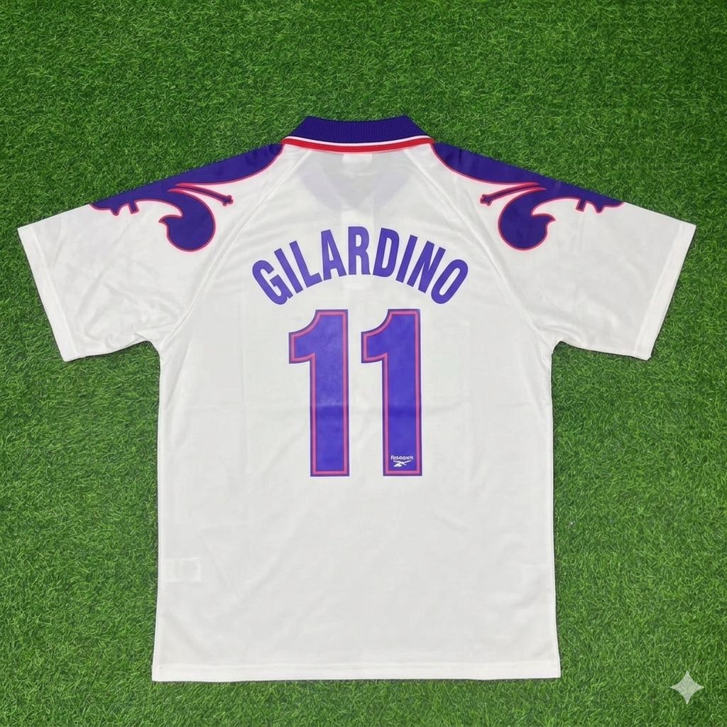 Alberto Gilardino Fiorentina Retro White Football Jersey – Back View