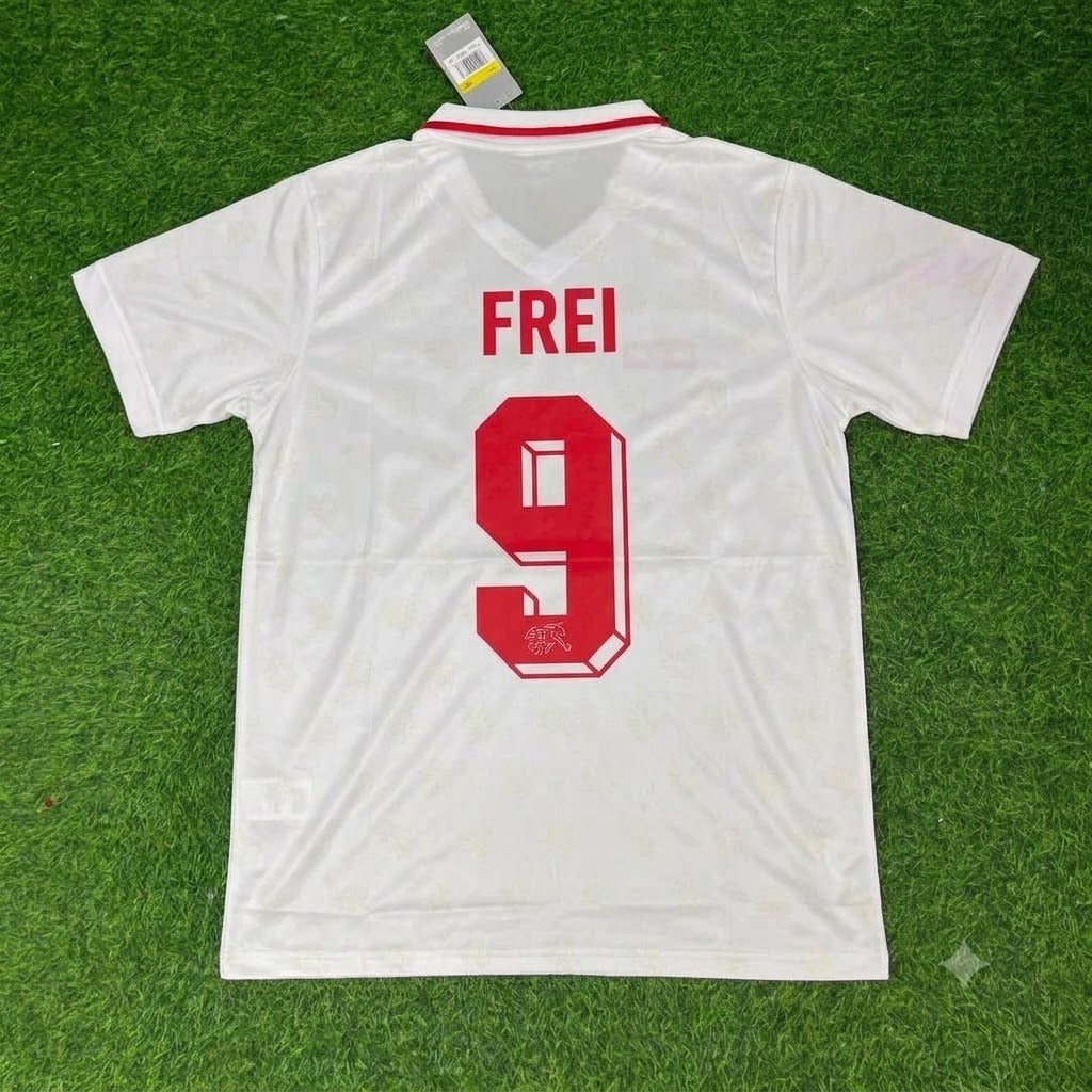 Alex Frei Switzerland White Retro Football Jersey – Back View