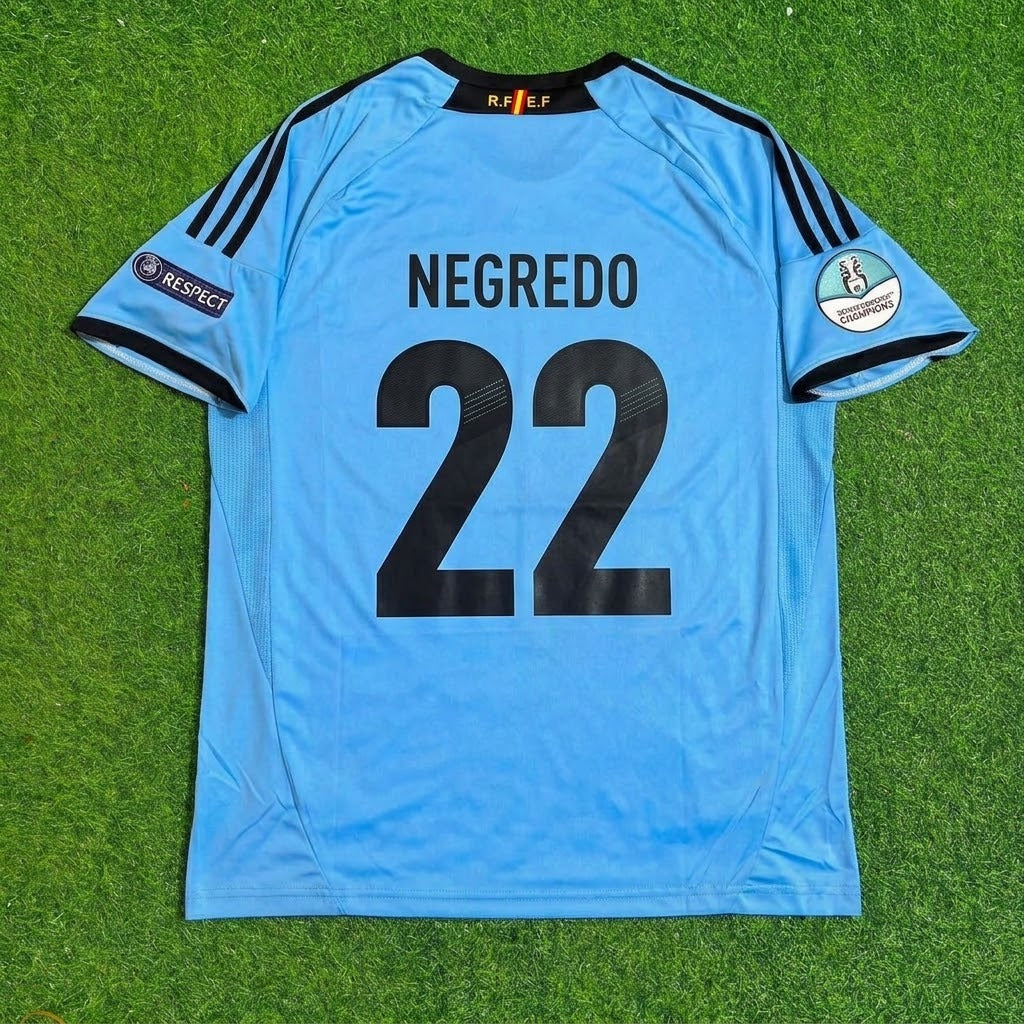 Alvaro Negredo Spain EURO 2012 Final Retro Football Jersey – Back View