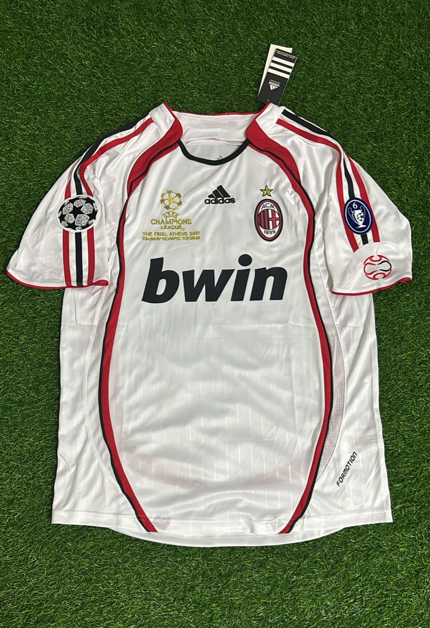 Andrea Pirlo #21 Milan 2007 Final Athene Champions League Final White Retro Football Jersey – Front View