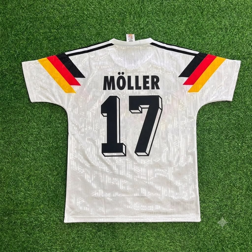 Andreas Möller Germany 1990 World Cup Retro Football Jersey – Back View