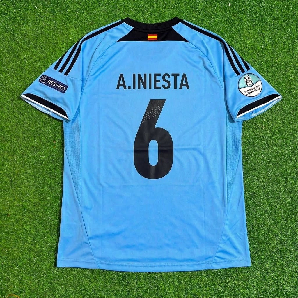 Spain EURO 2012 Final Retro Football Jersey – Andres Iniesta – Back View
