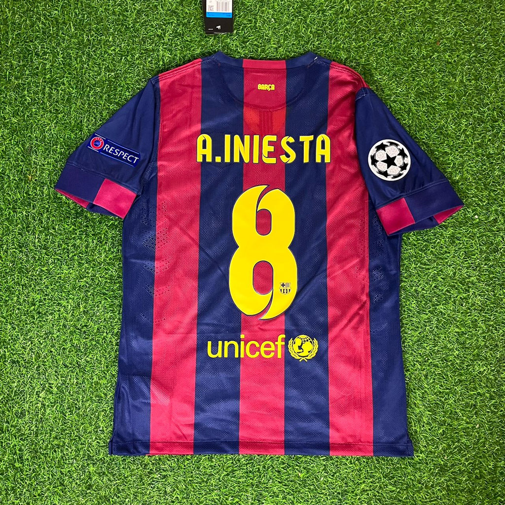 Andres Iniesta Barcelona 2015 Final Berlin Champions League Jersey – Back View