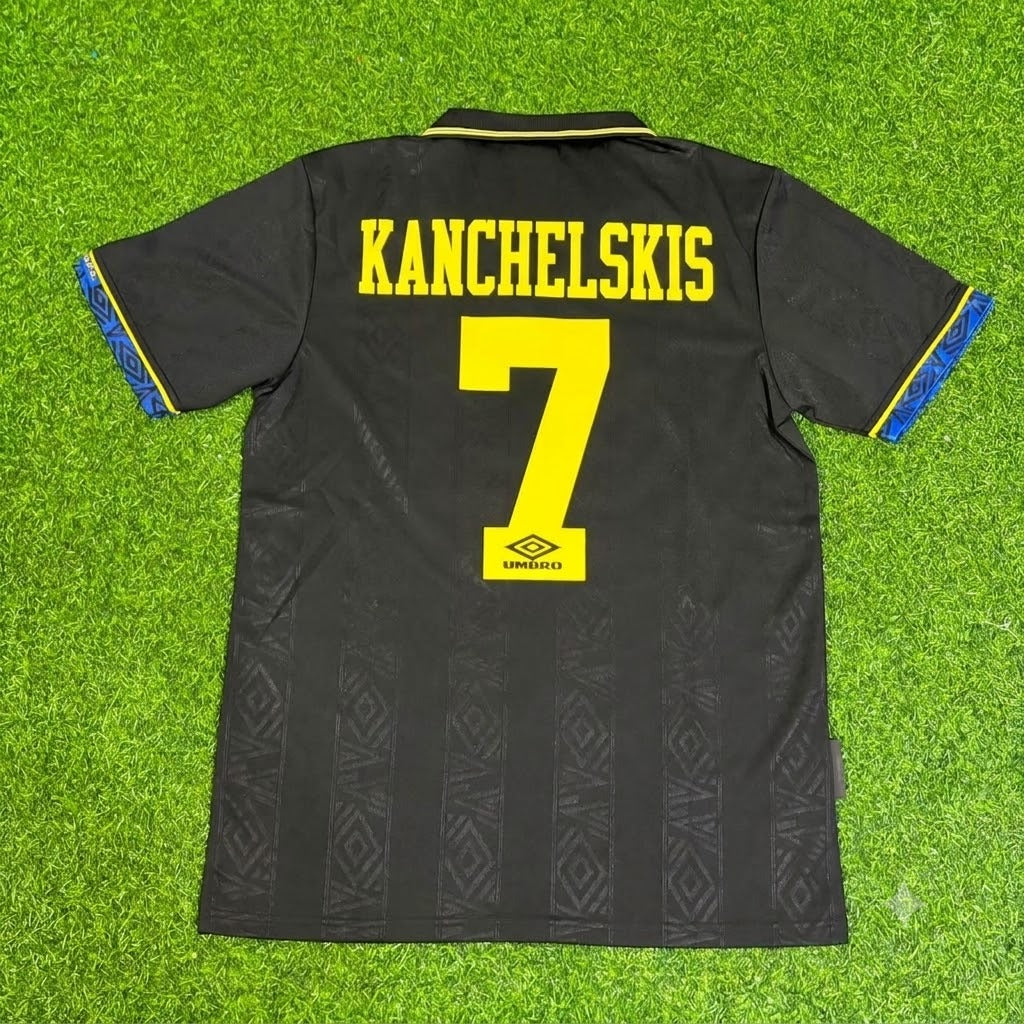 1992 Andrey Kanchelskis Manchester United 1993 Retro Retro Football Jersey – Back View