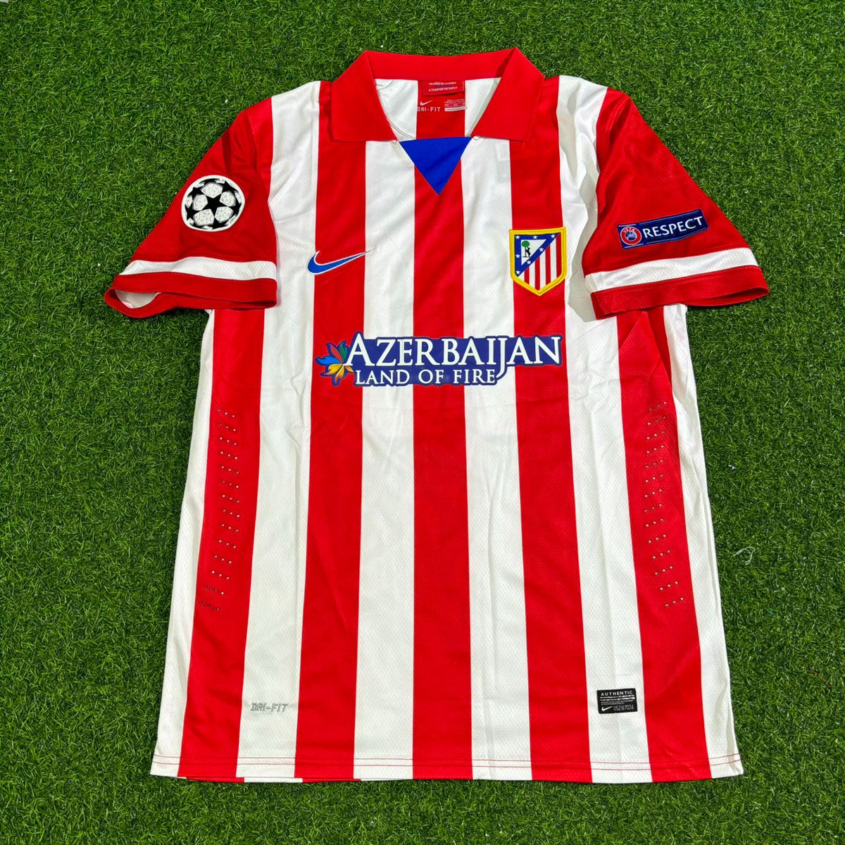2013/14 Arda Turan 10 Atlético Madrid Home Retro Football Jersey – Front View