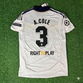 2011 Ashley Cole #3 Chelsea 2012 Champions League White Yellow Retro Football Jersey – Back View