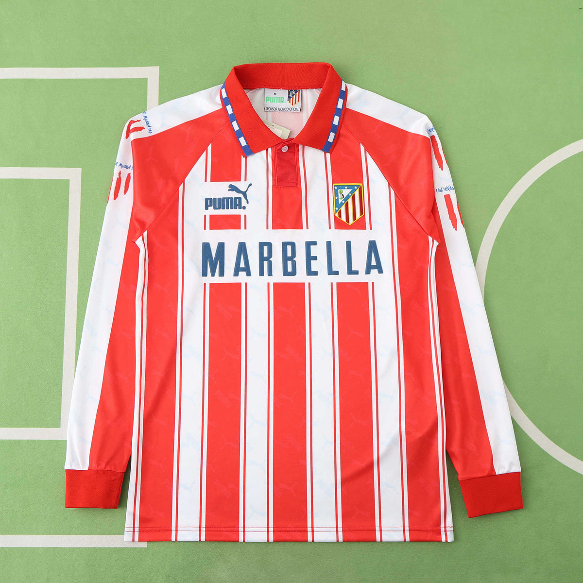Atlético de Madrid 1994-1995 Season Home Retro Long Sleeve Football Jersey Trikot Maillot
