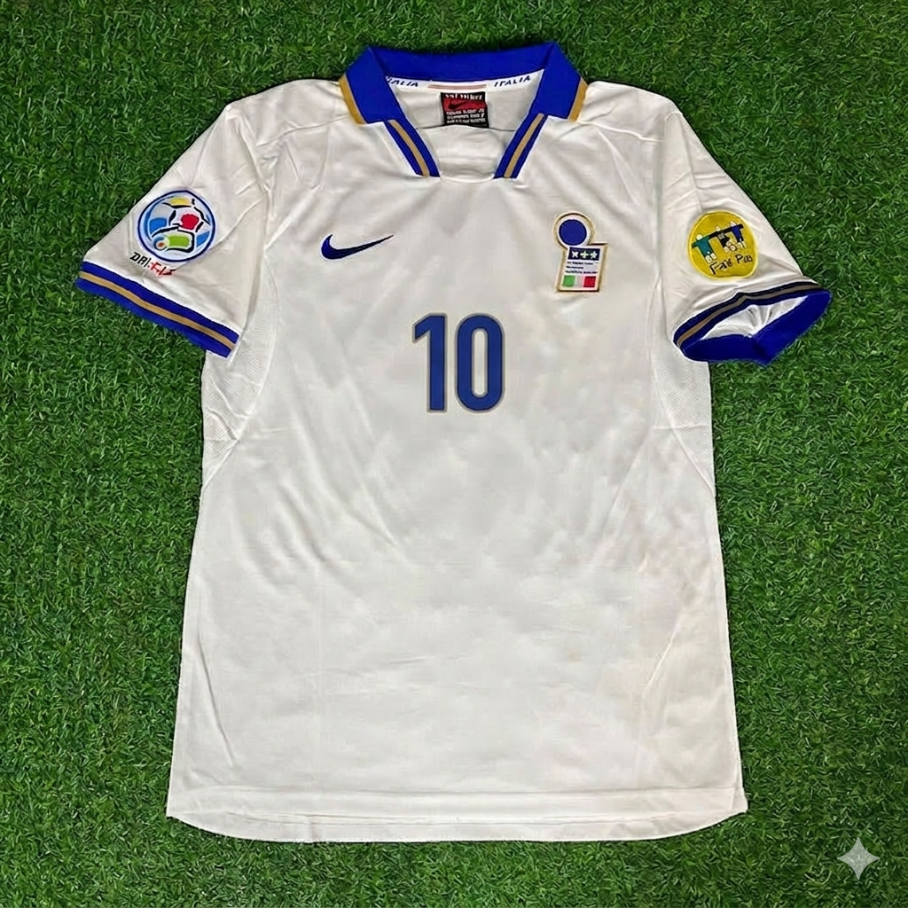 Italy EURO 1996 White Retro Jersey – Demetrio Albertini #10 – Front View