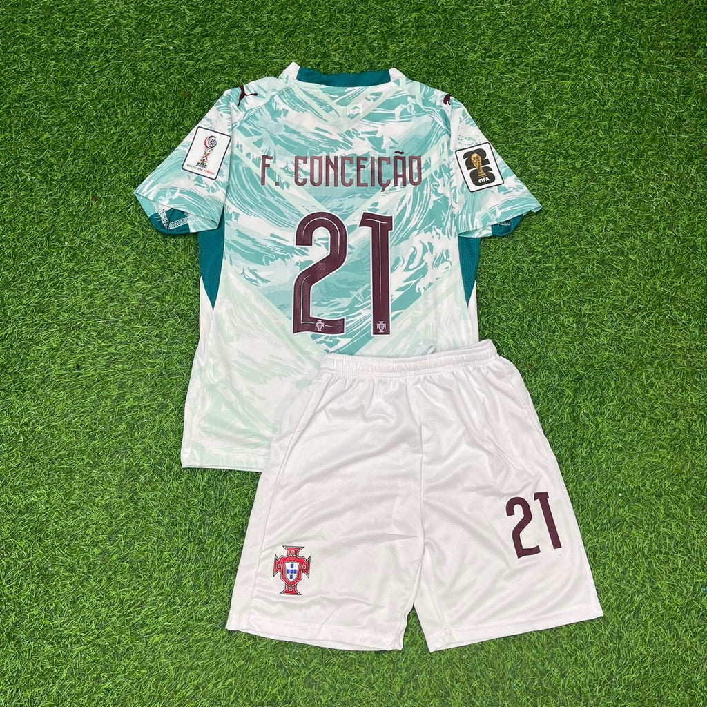 Francisco Conceicao Portugal 2026 World Cup Kids Away Football Jersey – Back View