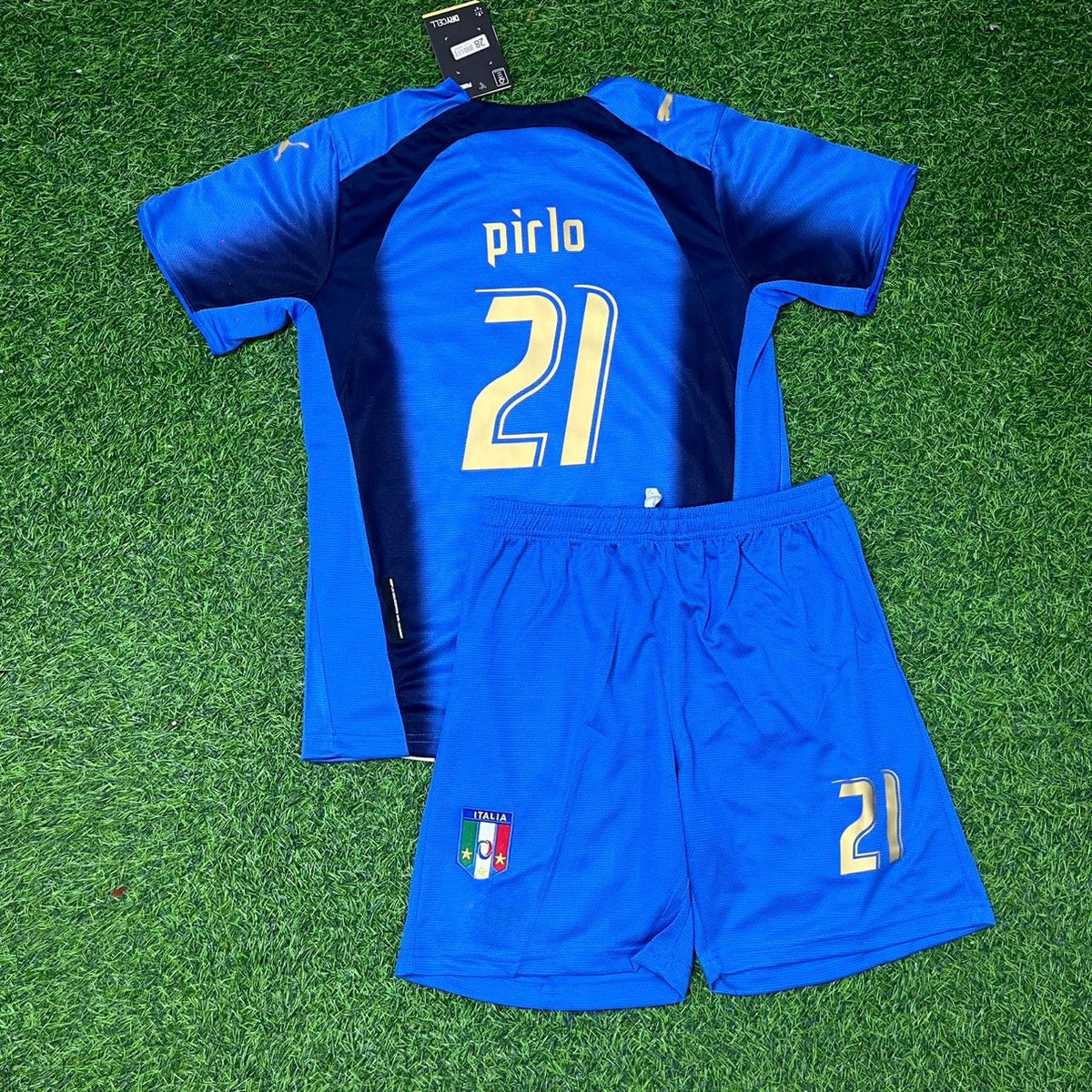 Italy 2006 World Cup Final Retro Kids Football Jersey – Andrea Pirlo – Back View