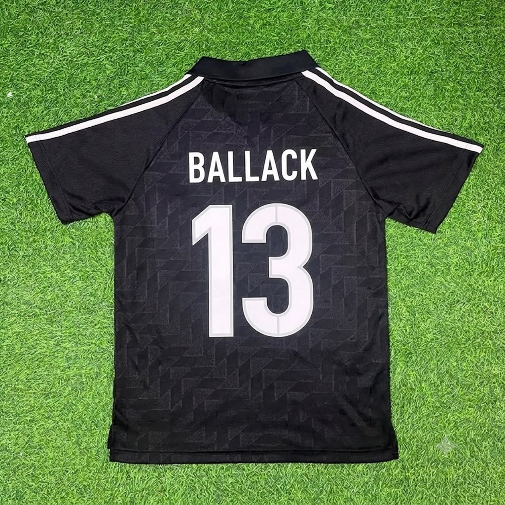 Michael Ballack Germany Deutschland Schwarzes Retro Fußballtrikot Jersey – Back View