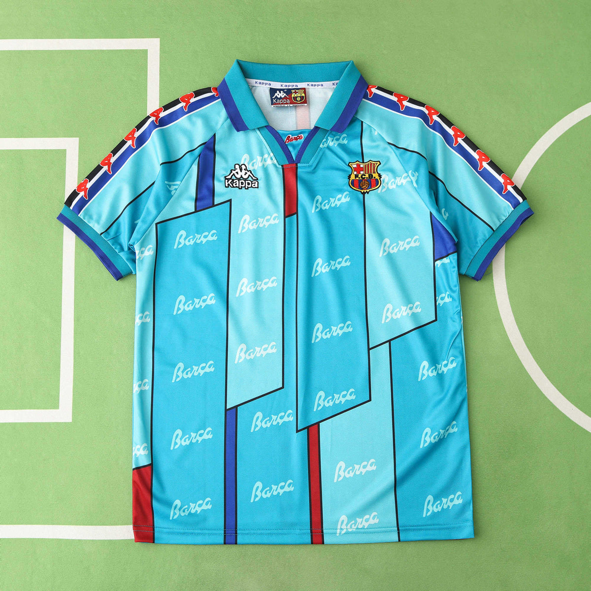 FC Barcelona 1996-1997 Season Away Blue Retro Football Jersey Trikot Maillot