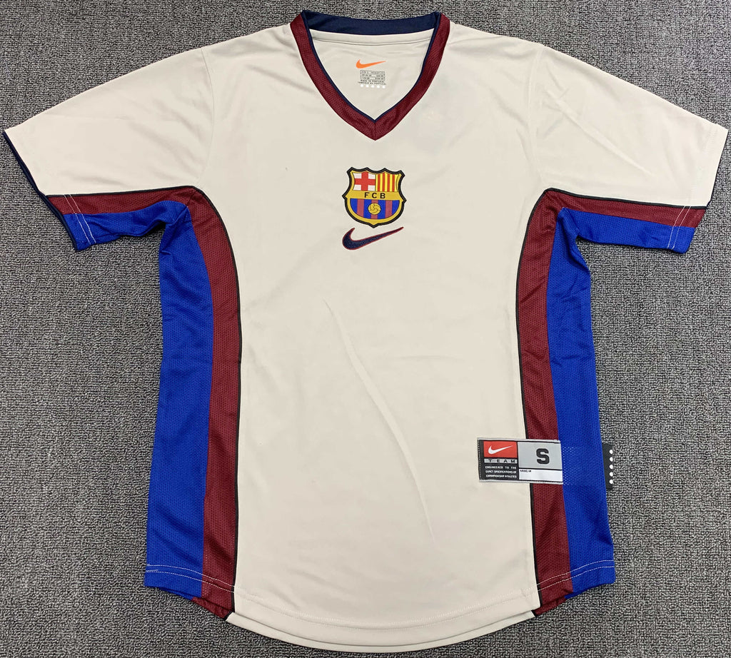 FC Barcelona 1998-1999 Season Away White Retro Football Jersey Trikot Maillot