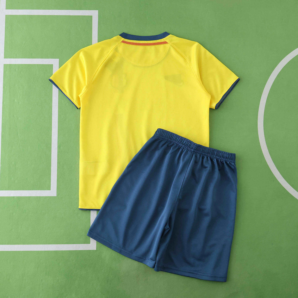 FC Barcelona 2008-2009 Season Away Kids Yellow Retro Football Jersey Trikot Maillot V2