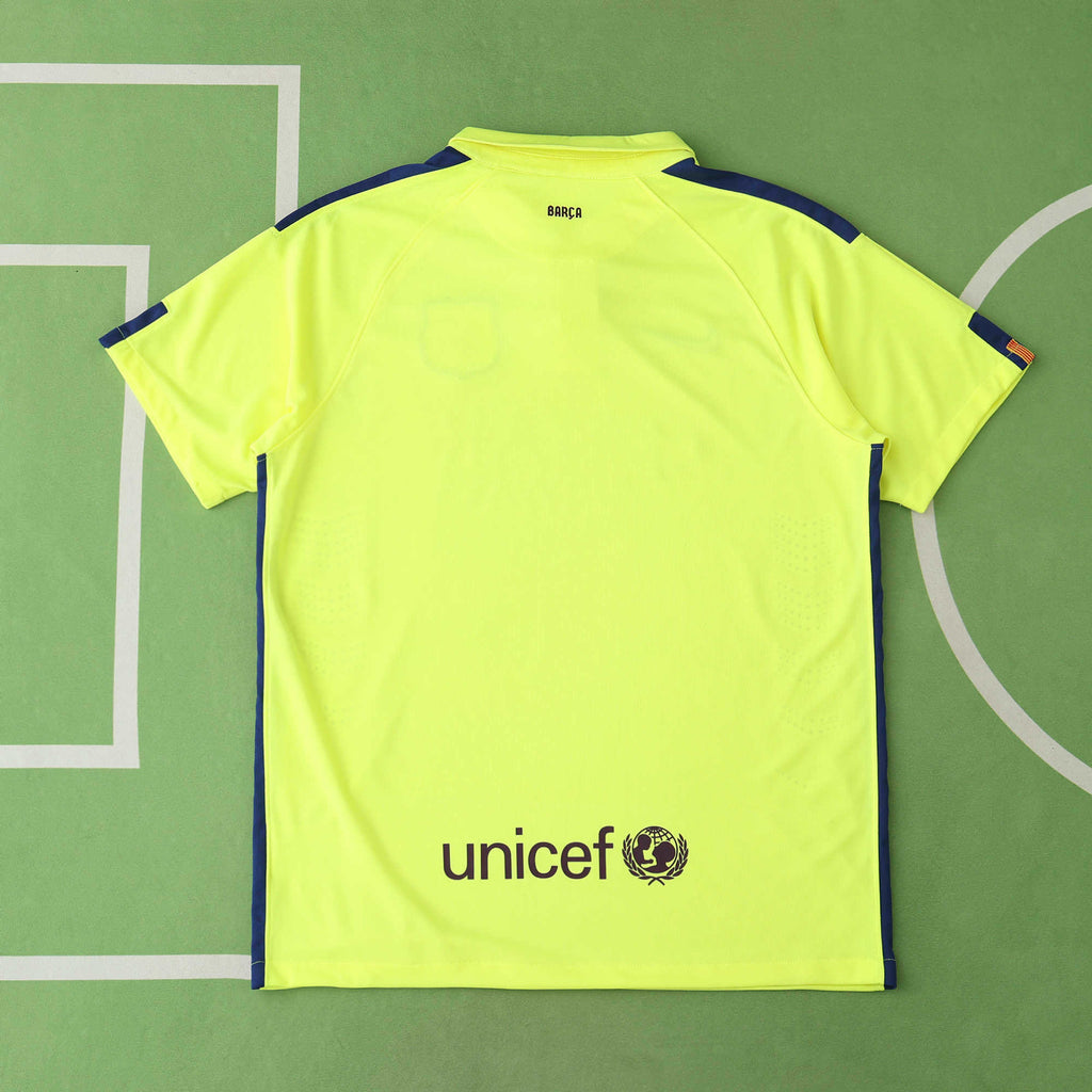 FC Barcelona 2014-2015 Season Away Yellow Retro Football Jersey Trikot Maillot V2