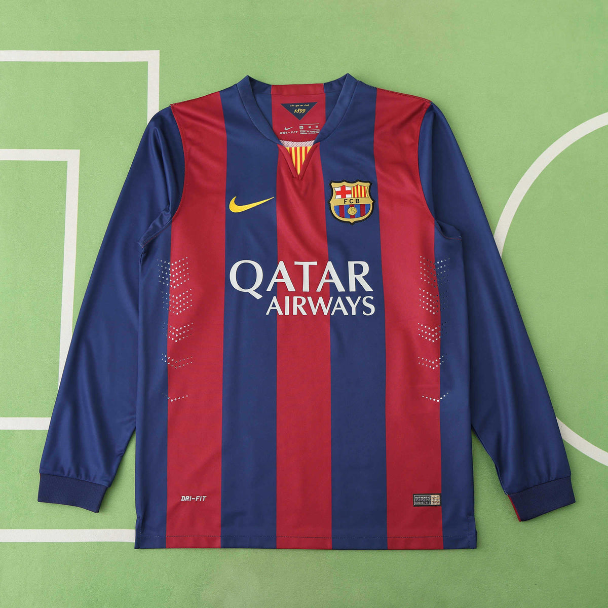 FC Barcelona 2014-2015 Season Home Long Sleeve Retro Football Jersey Trikot Maillot
