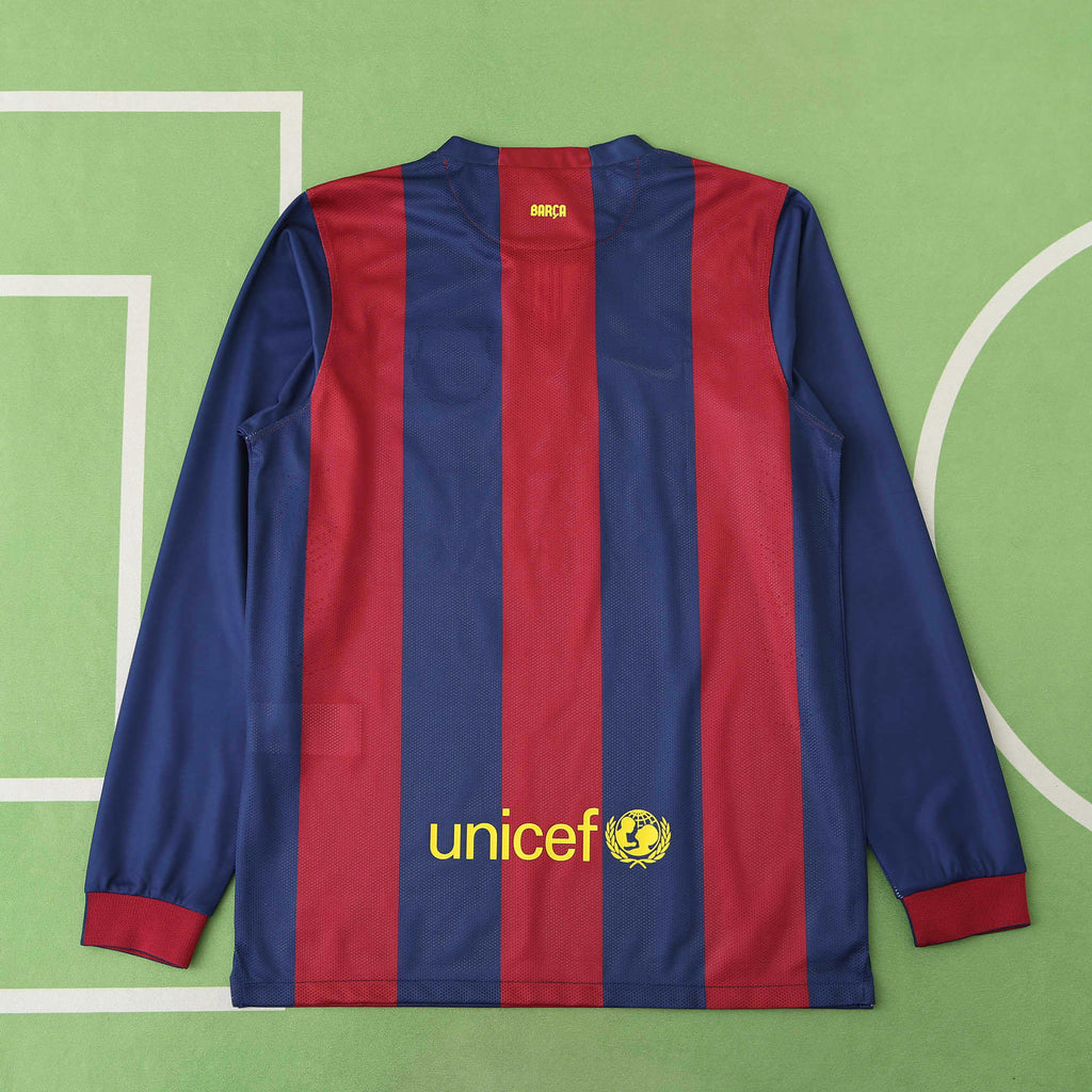 FC Barcelona 2014-2015 Season Home Long Sleeve Retro Football Jersey Trikot Maillot V2