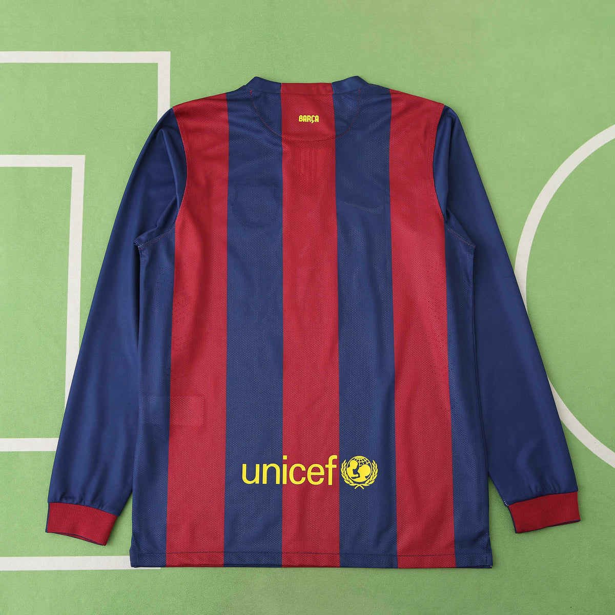 FC Barcelona 2014-2015 Season Home Long Sleeve Retro Football Jersey Trikot Maillot V2