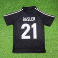 Mario Basler Germany Deutschland Schwarzes Retro Fußballtrikot Jersey – Back View