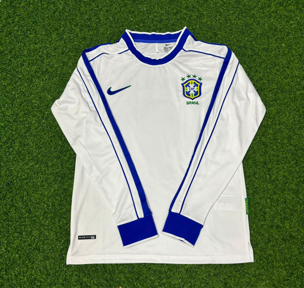 Romario Brazil Long Sleeve Retro Football Jersey – Front View