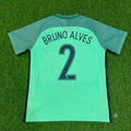 Bruno Alves Portugal EURO 2016 Green Retro Football Jersey – Back View