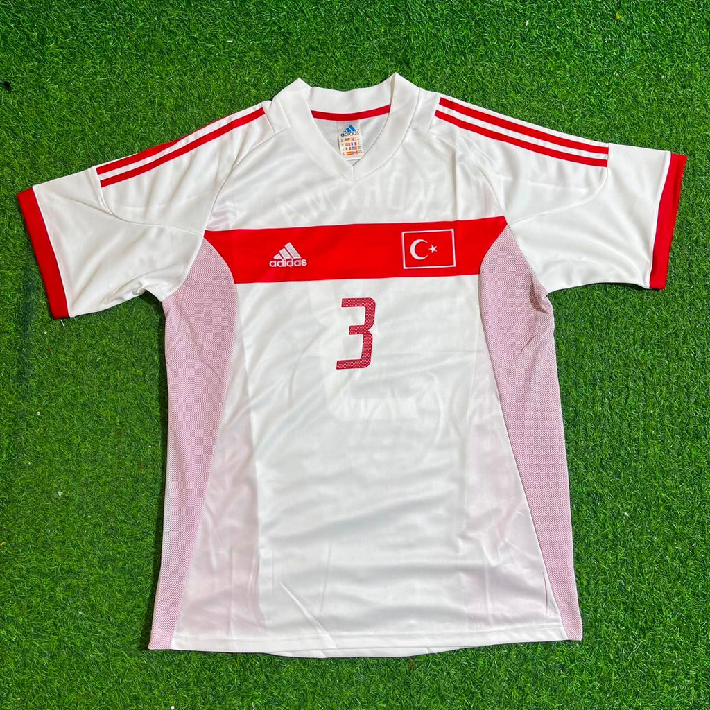 Türkiye 2002 World Cup White Retro Football Jersey – Bülent Korkmaz – Front View