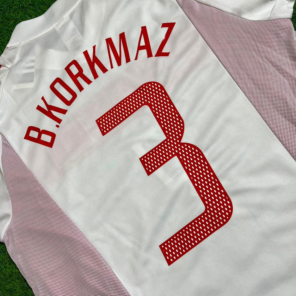 Türkiye 2002 World Cup White Retro Football Jersey – Bülent Korkmaz – Detailed View