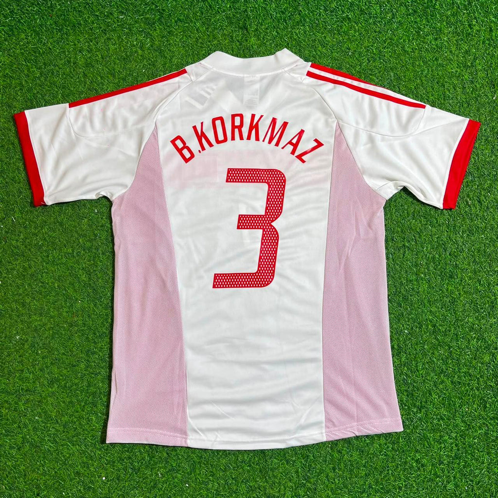 Türkiye 2002 World Cup White Retro Football Jersey – Bülent Korkmaz – Back View
