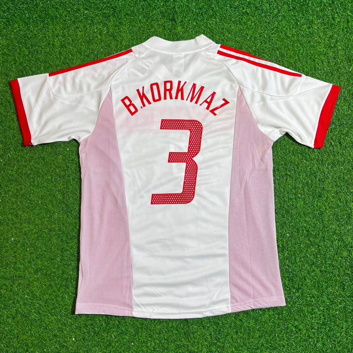 Türkiye 2002 World Cup White Retro Football Jersey – Bülent Korkmaz – Back View