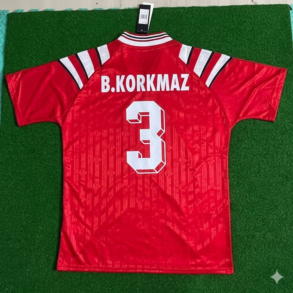 Bülent Korkmaz Türkiye Turkey Red Nostalgic Retro Football Jersey – Back View