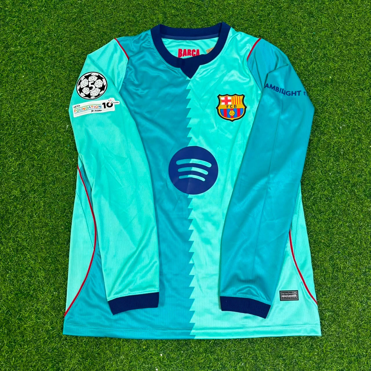 2027 Frankie De Jong #21 Barcelona Long Sleeve Football Jersey – Front View