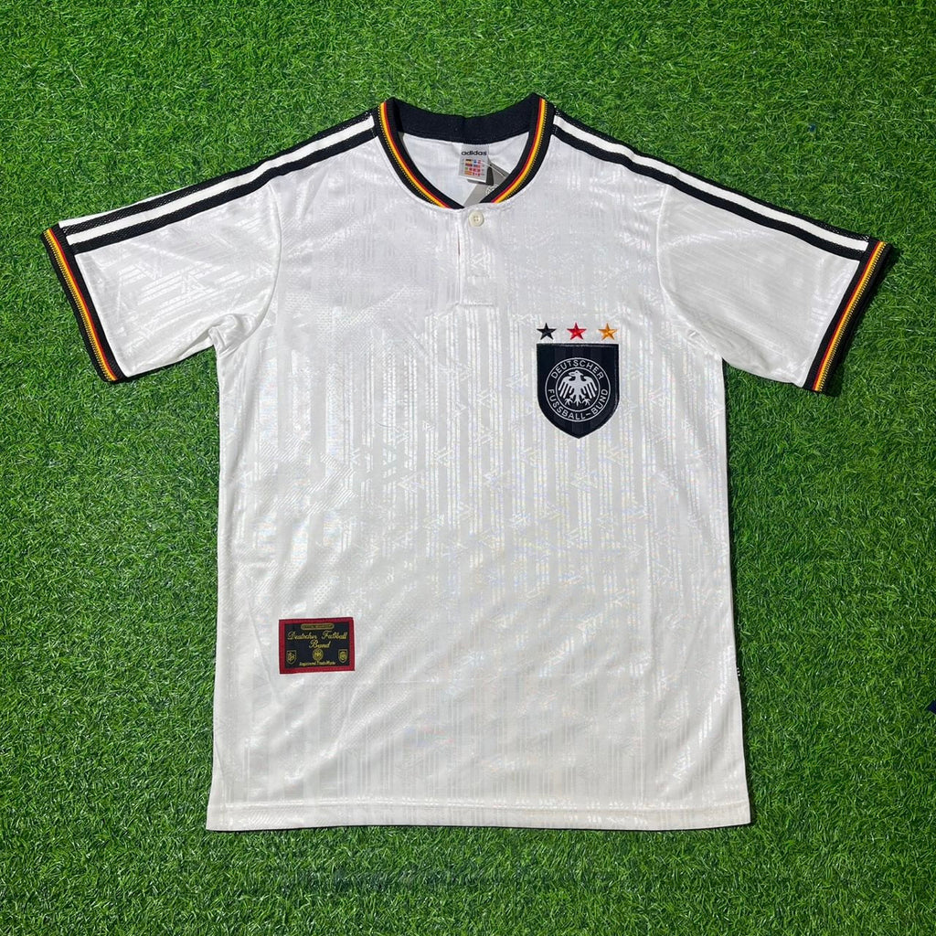 1996 Deutschland EM Germany Finale Heim Retro Fußballtrikot Set Jersey – Back View