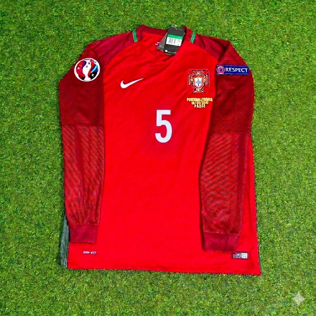 Portugal EURO 2016 Final Long Sleeve Retro Football Jersey – Raphaël Guerreiro 5- – Front View