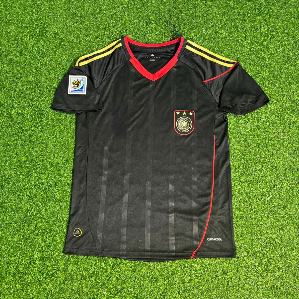 Germany Deutschland 2010 World Cup Black Retro Football Jersey – Back View
