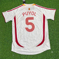 2006 Spain World Cup Carles Puyol White Retro Football Jersey – Back View