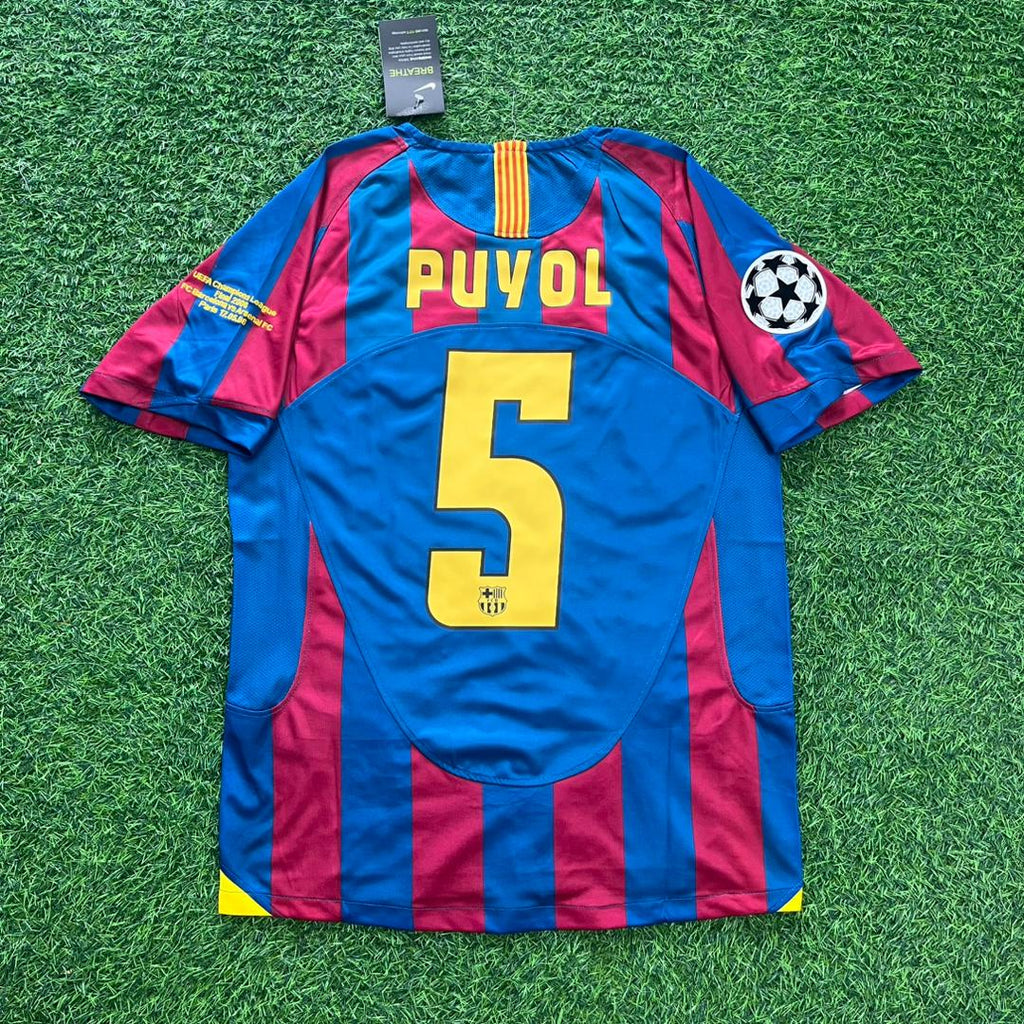 Carles Puyol #5 Barcelona 2006 Retro Football Jersey – Back View