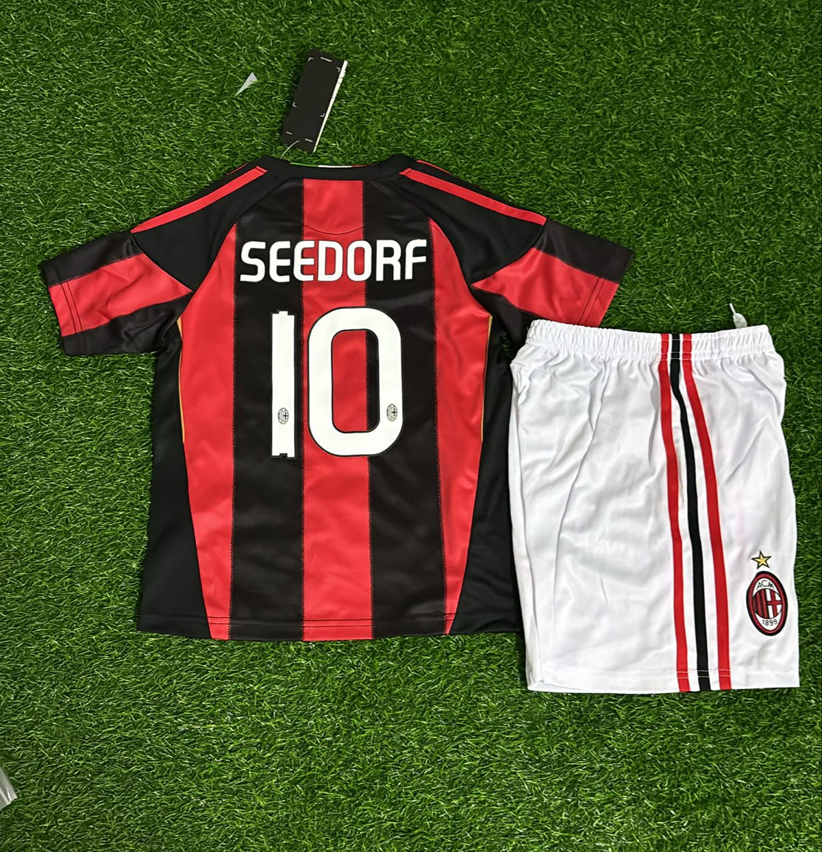2010 Clarence Seedorf #10 - Milan 2011 Red Black Football Jersey Shirt – Back View