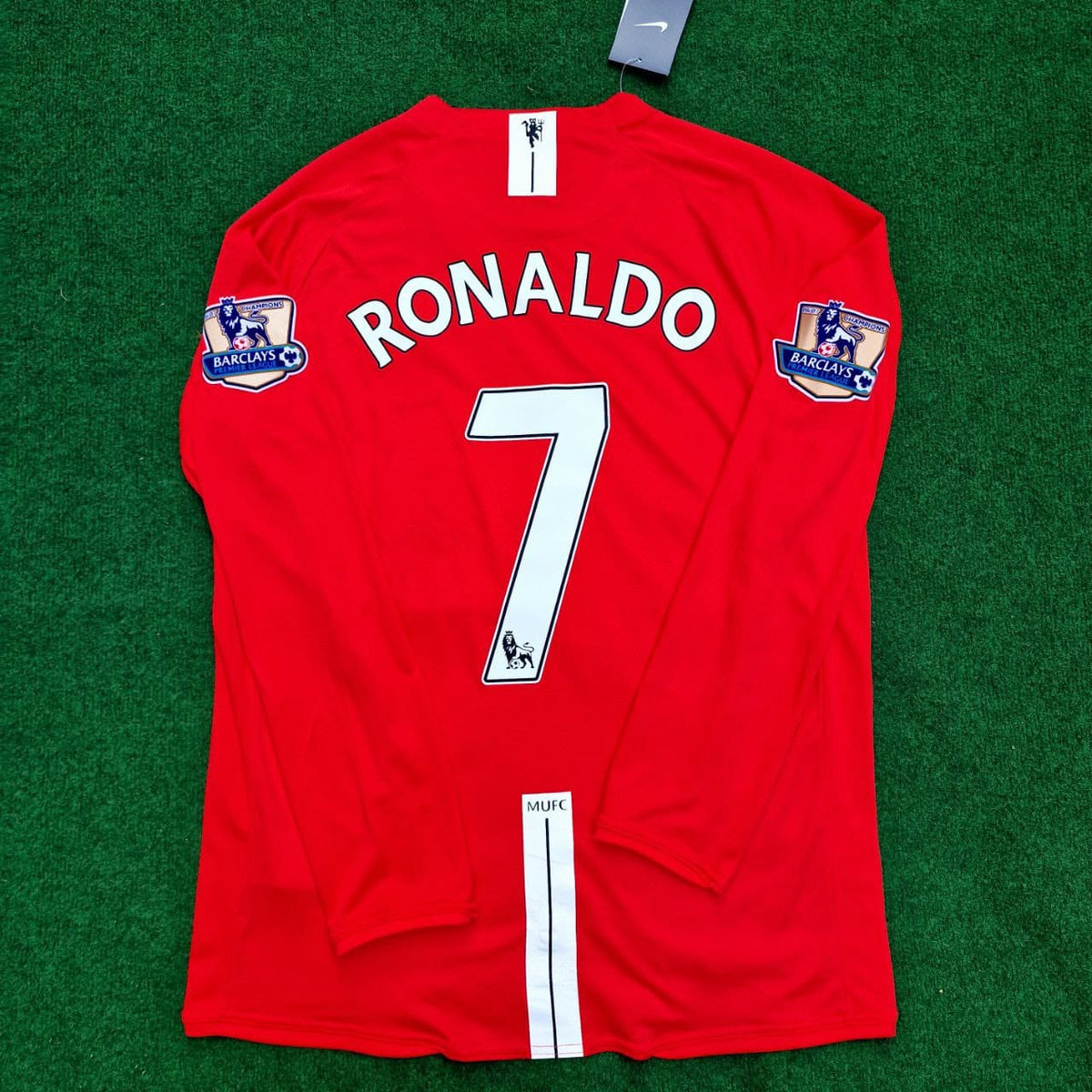2008 Cristiano Ronaldo Manchester United EPL Patch Retro Long Sleeve Football Jersey – Back View